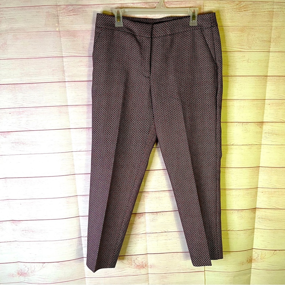 Talbots Heritage Cotton Red Blue Checkered Dots Pattern Pants ‎ 12P